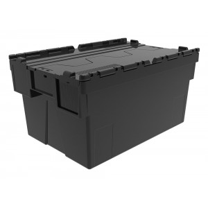 Totebox 10x 56 Litre Storage Box/Attached Lid Container (60 X 40 X 32 Cm) (White - View #10