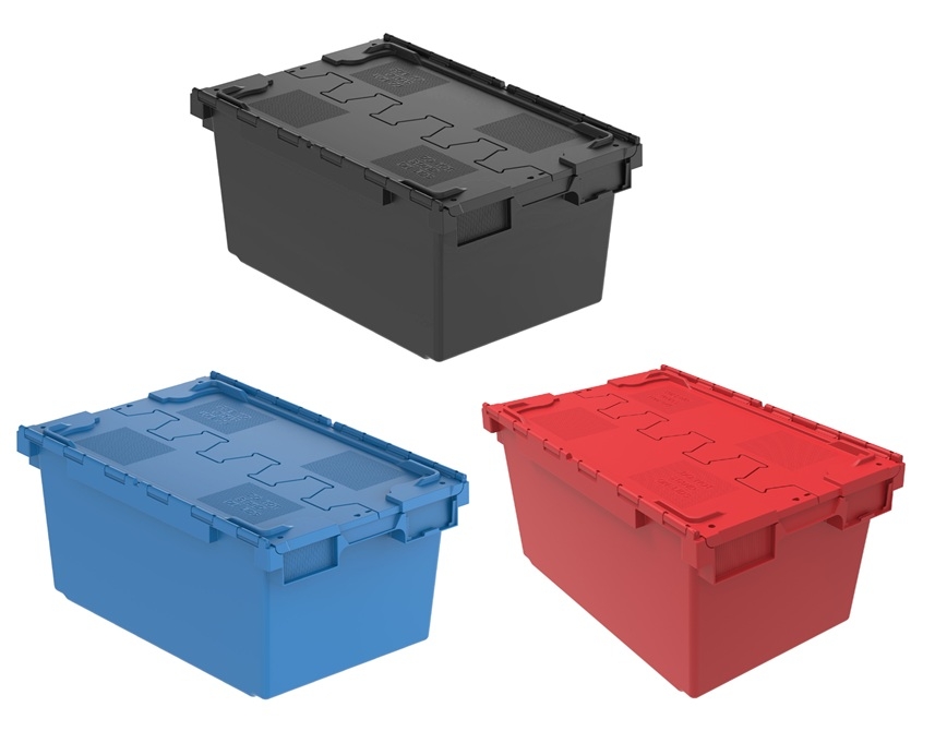 80 Litre Heavy Duty Large Attached Lid Container Totes Virgin Material