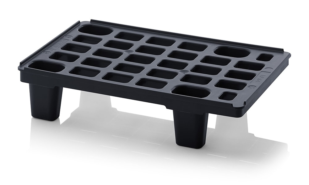 Nestable Perforated 600 x 400mm Lightweight Plastic Pallet on 4 Feet