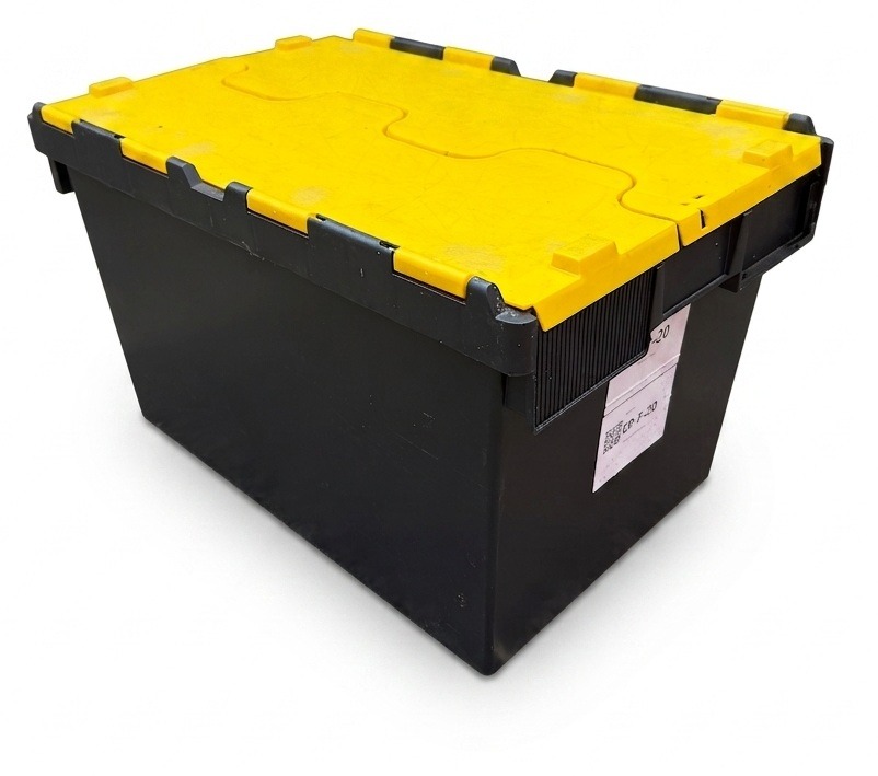 Special Offer 65 Ltr Super Strong Lidded Container/Storage Box-Black Base/Yellow Lid