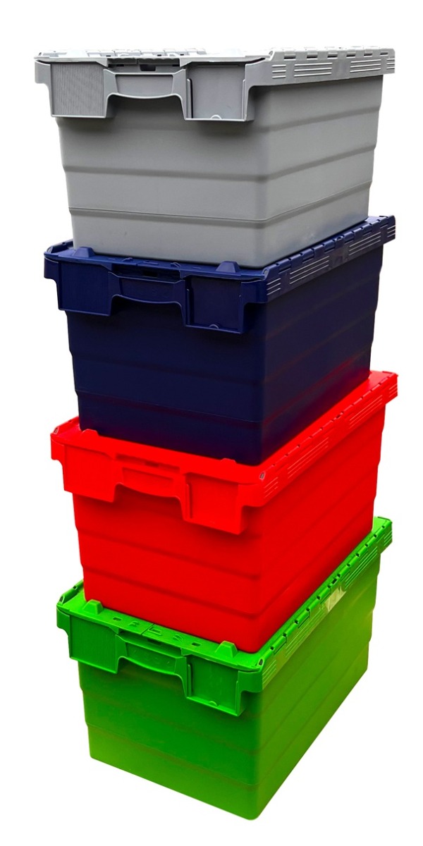 60 Litre Heavy Duty Colour Coded Attached Lid Containers