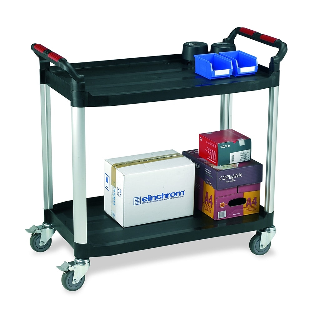 2 Shelf Long Utility Trolley with Braking Castors