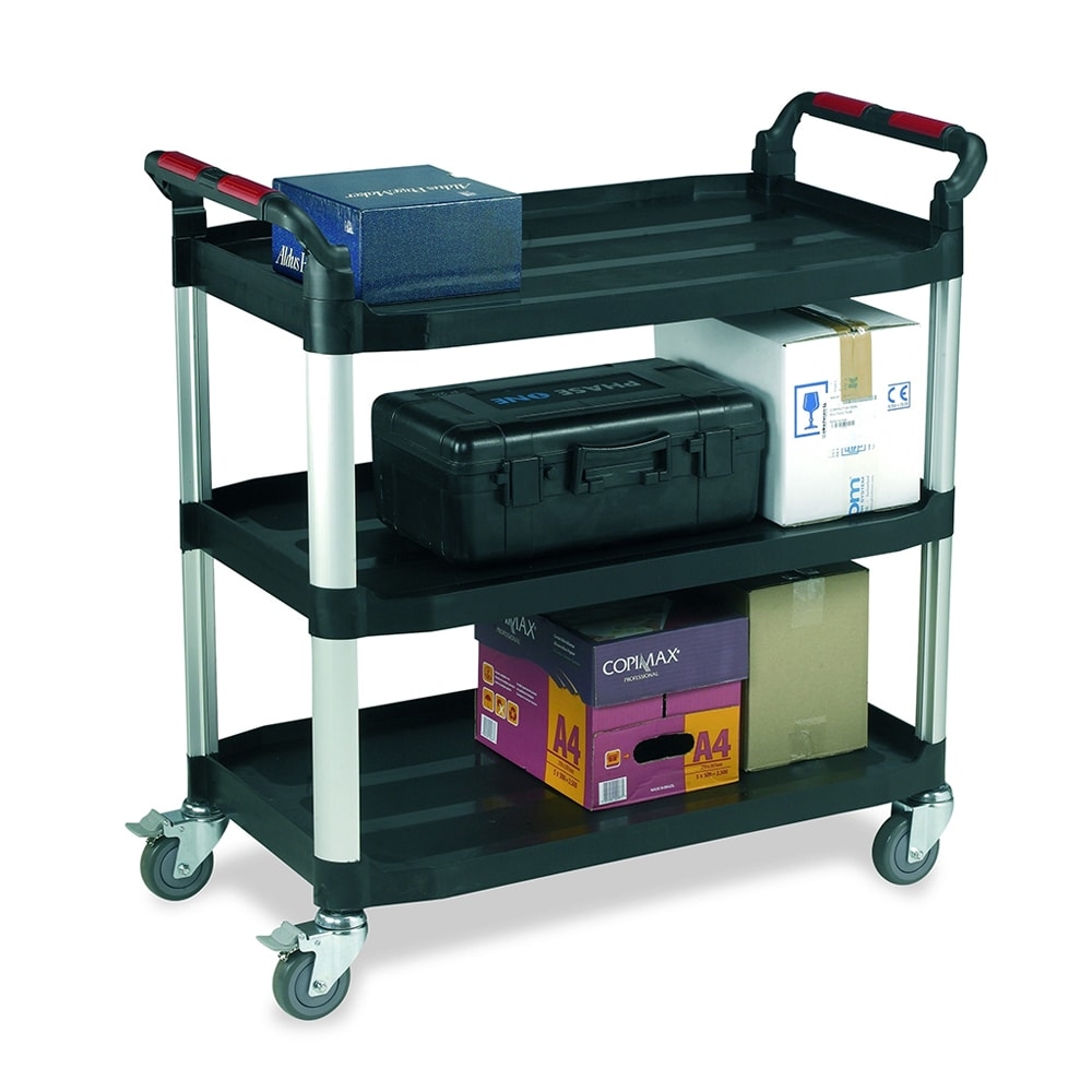 3 Shelf Long Utility Trolley with Braking Castors